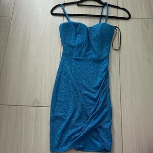 Windsor Blue Ruched Bodycon Mini Dress